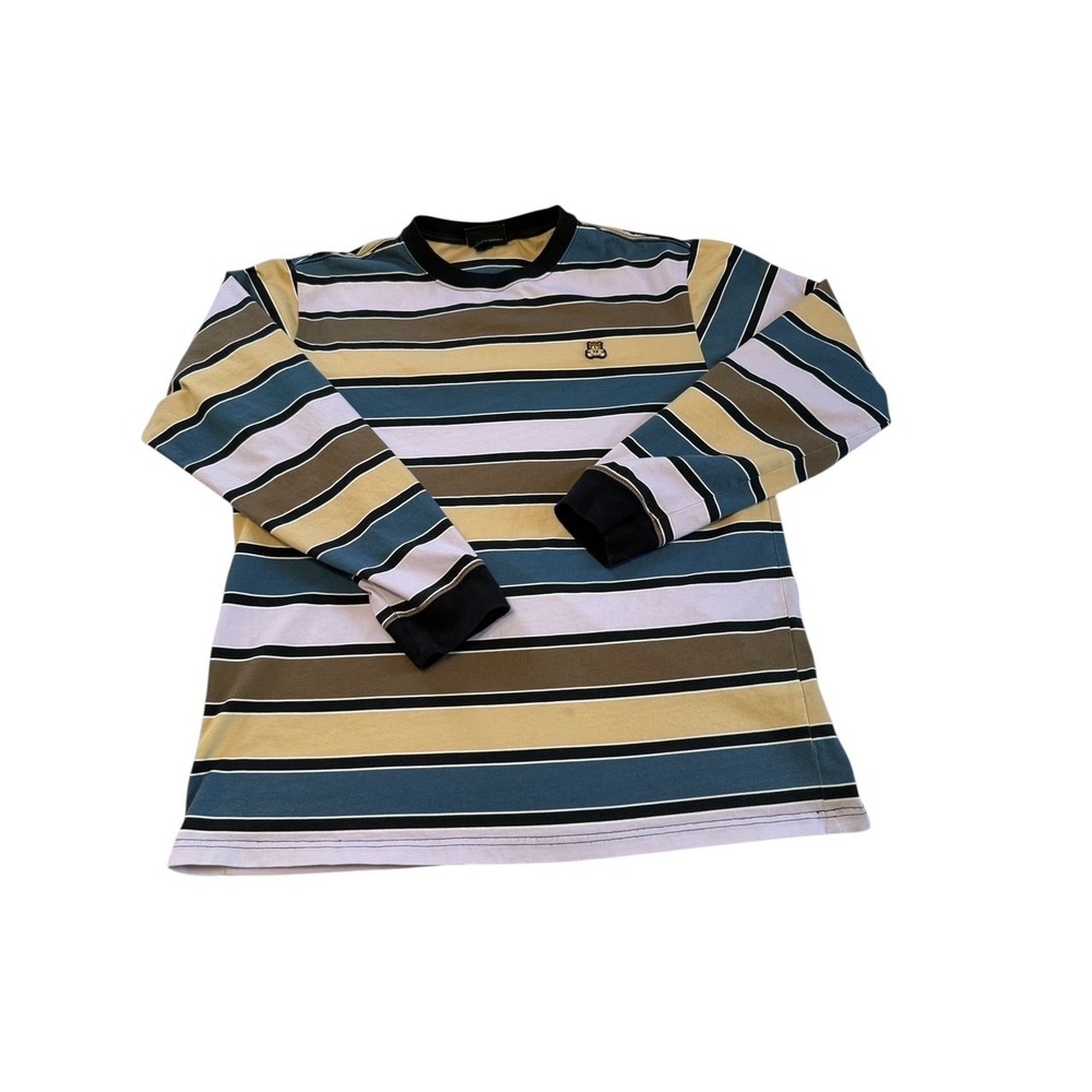 Teddy Fresh Striped Purple‎ Blue Tan Long Sleeve Crew Neck Size M